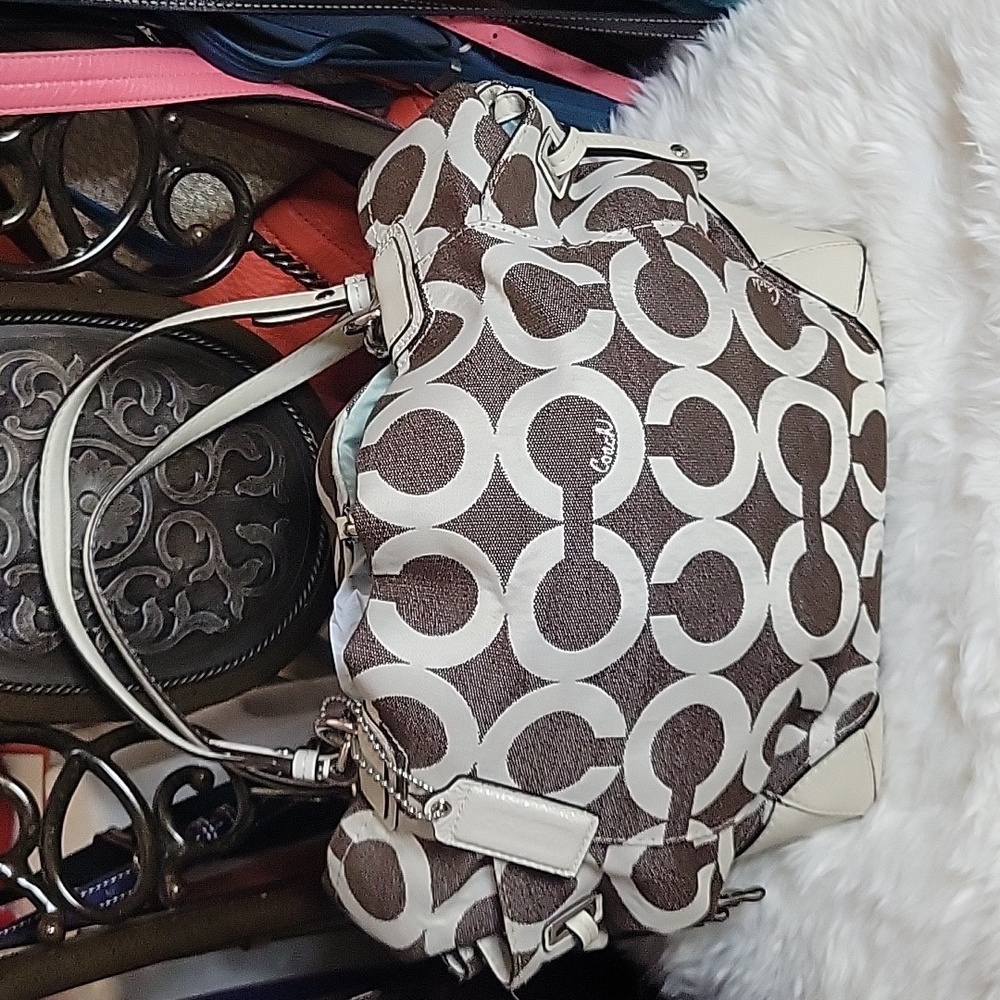 #20. Coach brown and cream bag